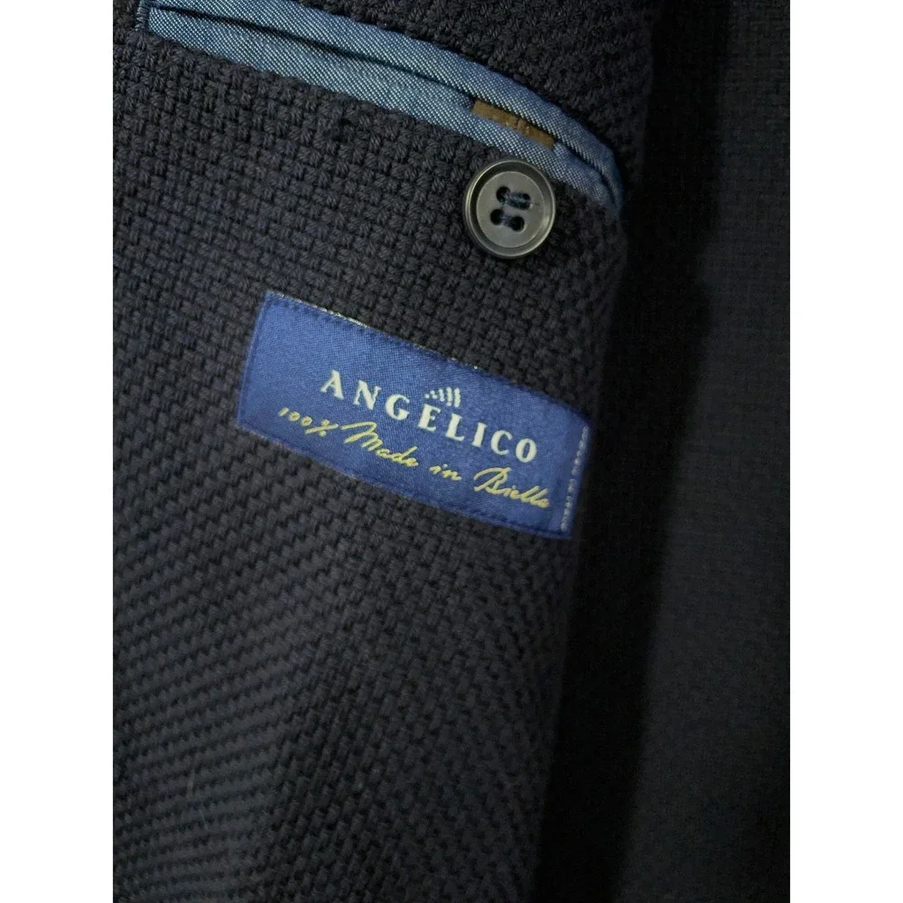Il‎ Garbo Collection Angelico Blazer Mens 40 Tall Navy Blue Elbow Patches Coat